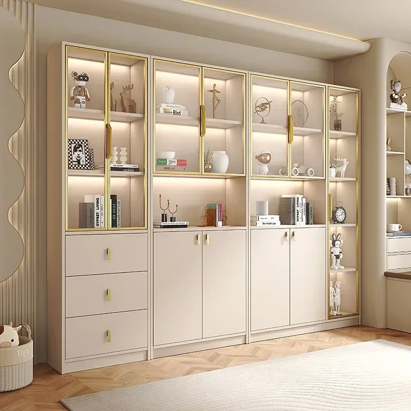 Luxury Sideboards Bookcase Nordic Glass Doors Wall Storage Wine Cabinet Dust Proof Living Room Display Buffet Cabinet Furniture