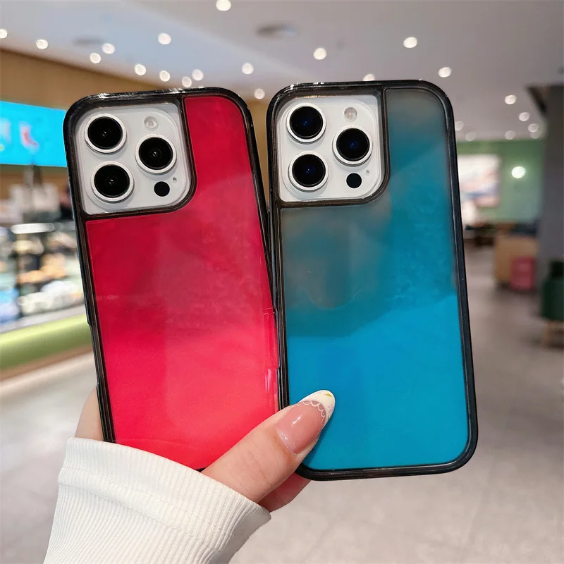Glow in Dark Luminous Color Quicksand Case for iPhone 16 17 Pro Max 15 Liquid Cover Shiny Sparkles Luxury Shell Hard Phone Funda
