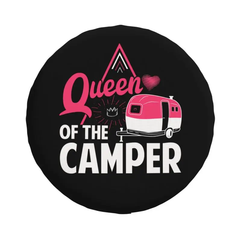 Capa de pneu sobressalente personalizada queen of the camper, para mitsubishi, acampamento ao ar livre, suv, rv, trailer, acessórios de proteção de roda de carro
