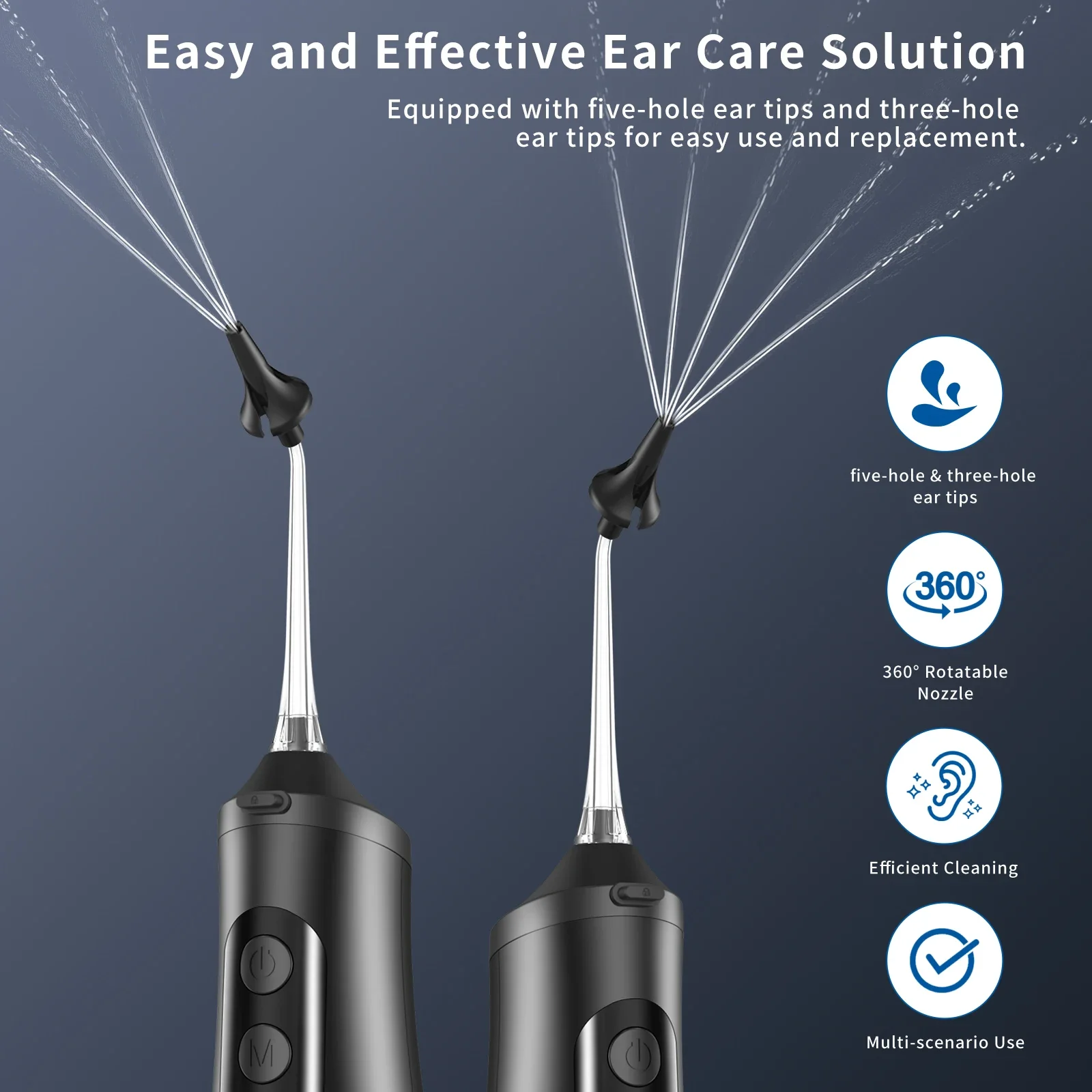 Limpiador de limpieza de irrigación de cera de los oídos eléctrico alimentado por agua, dispositivo de lavadora, Kit de herramientas de extracción de cera de los oídos