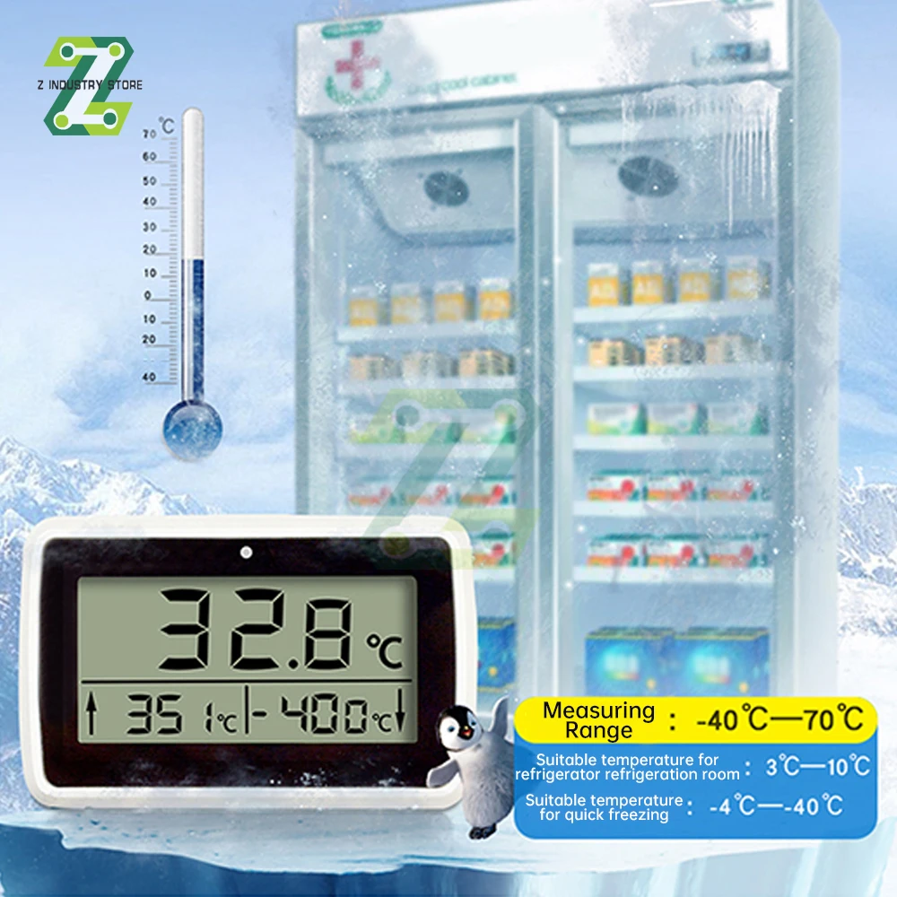 -40℃~70℃ Temperature Alarm With Button Battery Refrigerator Kitchen Supermarket Refrigerated Cabinet Temperature Recorder