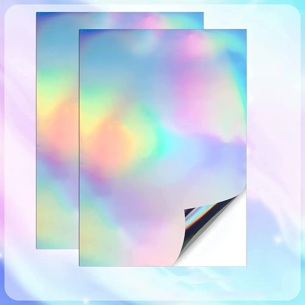 20Pcs PET Holographic Sticker Paper A4 Waterproof Sticker Paper Dries Quickly Practical Printable Sticker Paper Office