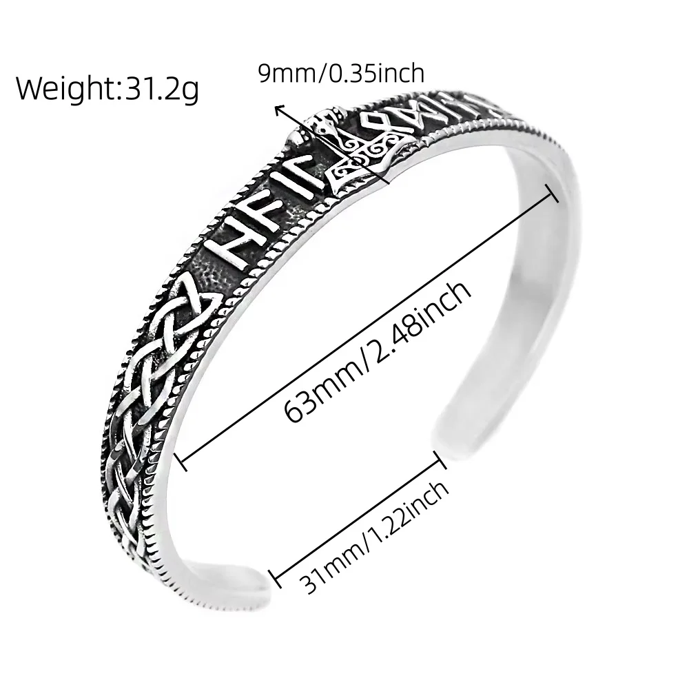 Wikinger-Runen-Armreif aus Edelstahl mit Nordischem Valknut-Keltischem Knoten, Statement-Armband für Männer, Modeschmuck Geschenk – Detail 7
