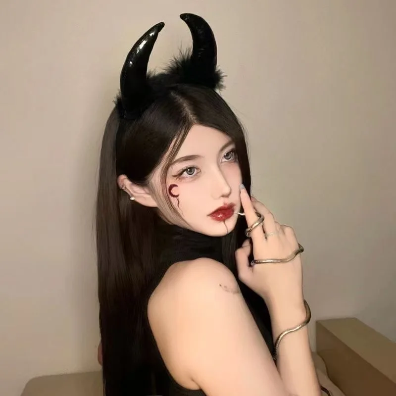 Halloween Devil Headband Black Spider Web Spider Bat Wings Witch Hat Women Party Costume Cosplay Hair Accessories Spooky Cute