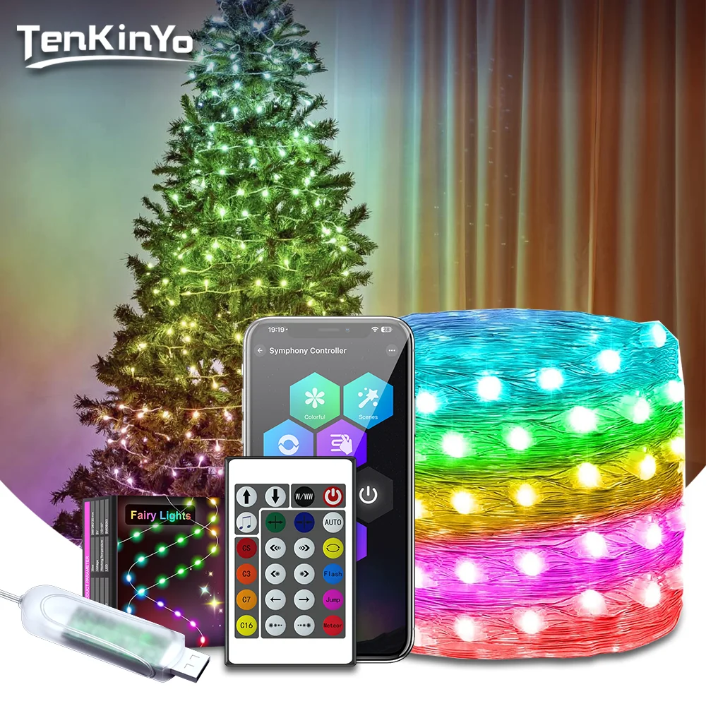 5M/10M/15M/20M RGB LED Smart String Lights APP Remote Color Changing Lamps Waterproof Plastic for Wedding Christmas Party Decor