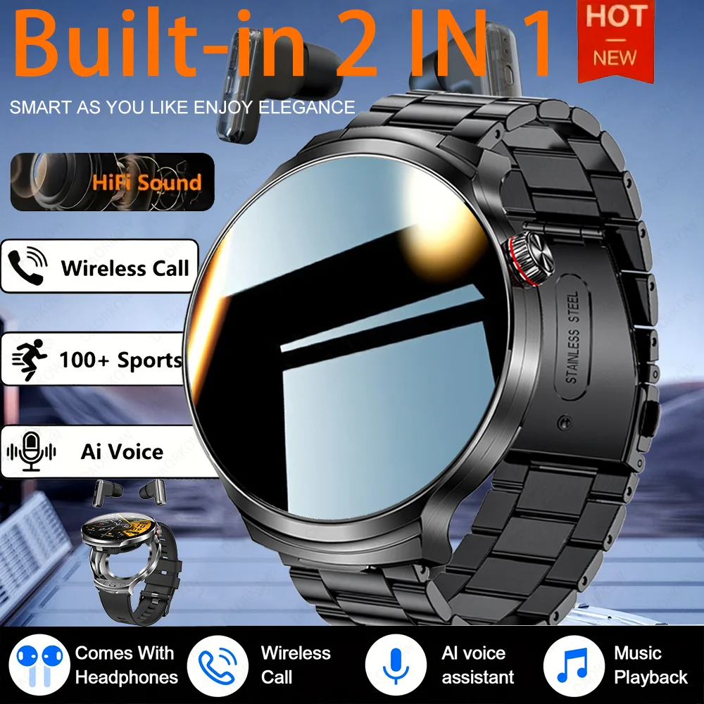 

Для Xiaomi Новые умные часы 2 в 1, умные часы TWS, Bluetooth наушники, монитор сердечного ритма, кислорода в крови, спортивные часы