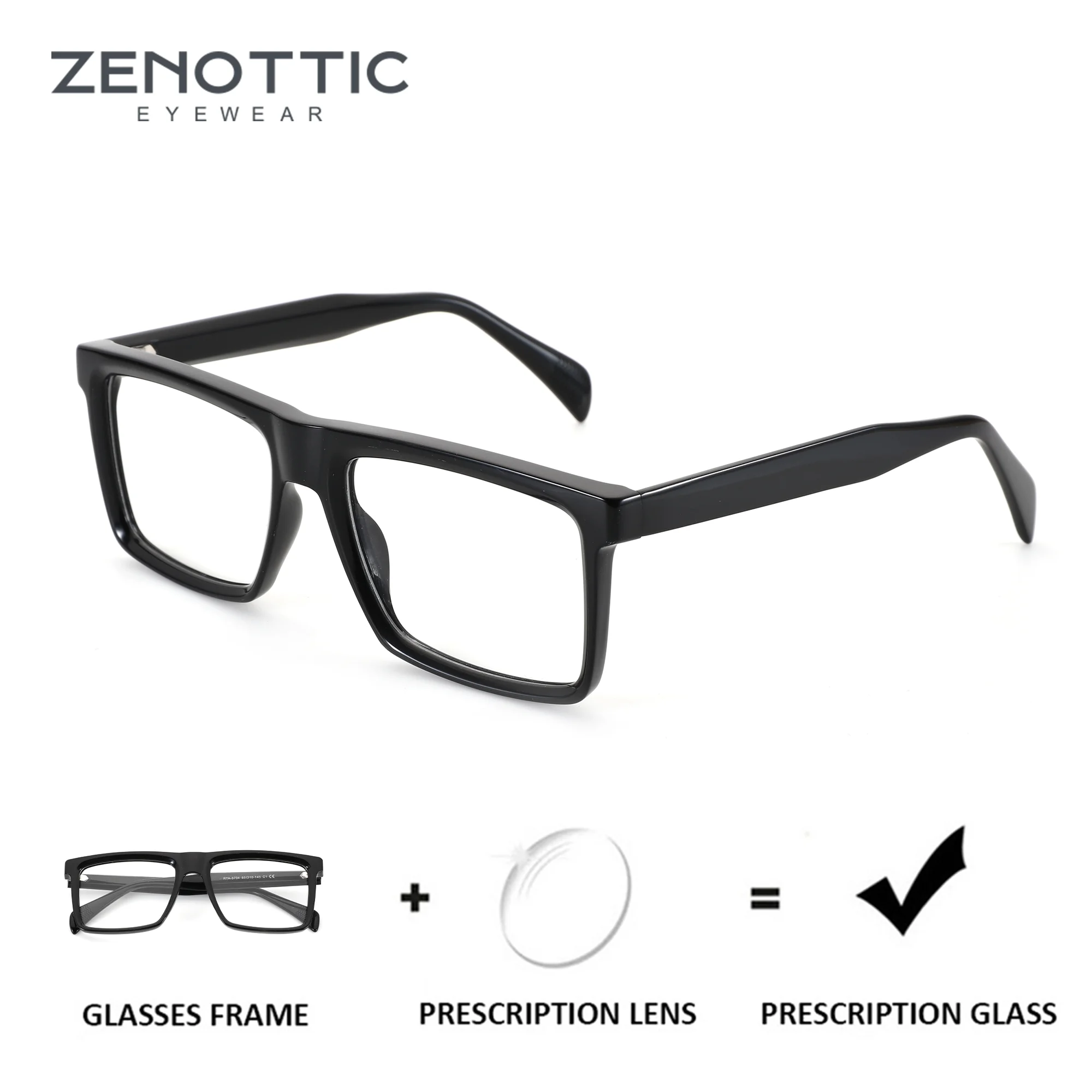 ZENOTTIC Men Square Prescription Glasses Progressive Myopia Photochromic Grey Brown Blue Light Blocking Optical Eyeglasses
