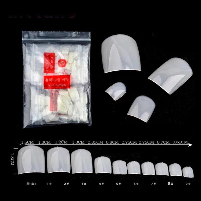 500pcs Artificial Toe Nails Tips French Acrylic Full Cover Professional Nail Art Decor Manicure Tools for Toenails