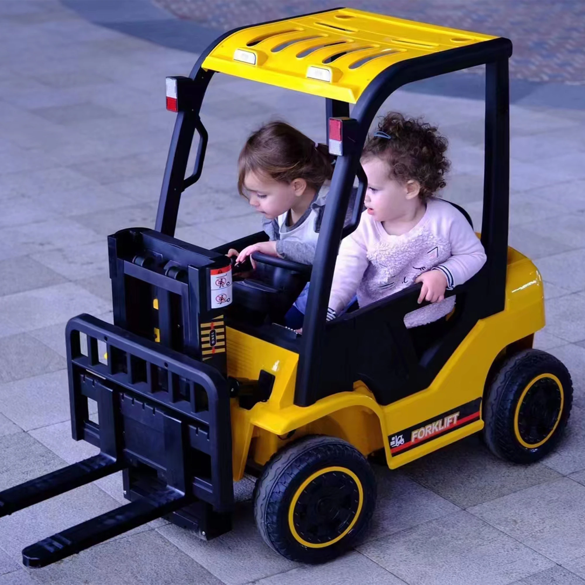 Tige de levage de cadre électrique pour enfants, jouet de véhicule, voiture à monter, parent jaune, 3 vitesses, 8,5 pouces, batterie 12V, 7A, 62