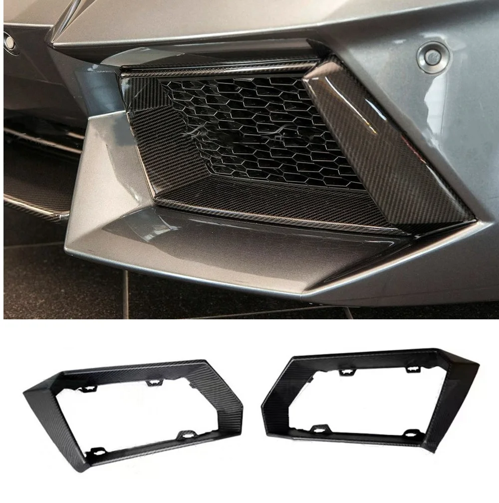 

2PCS Real Dry Carbon Fibre Car Front Bumper Air Intake Vent Cover Replace For Lamborghini Aventador LP700 2011-2017