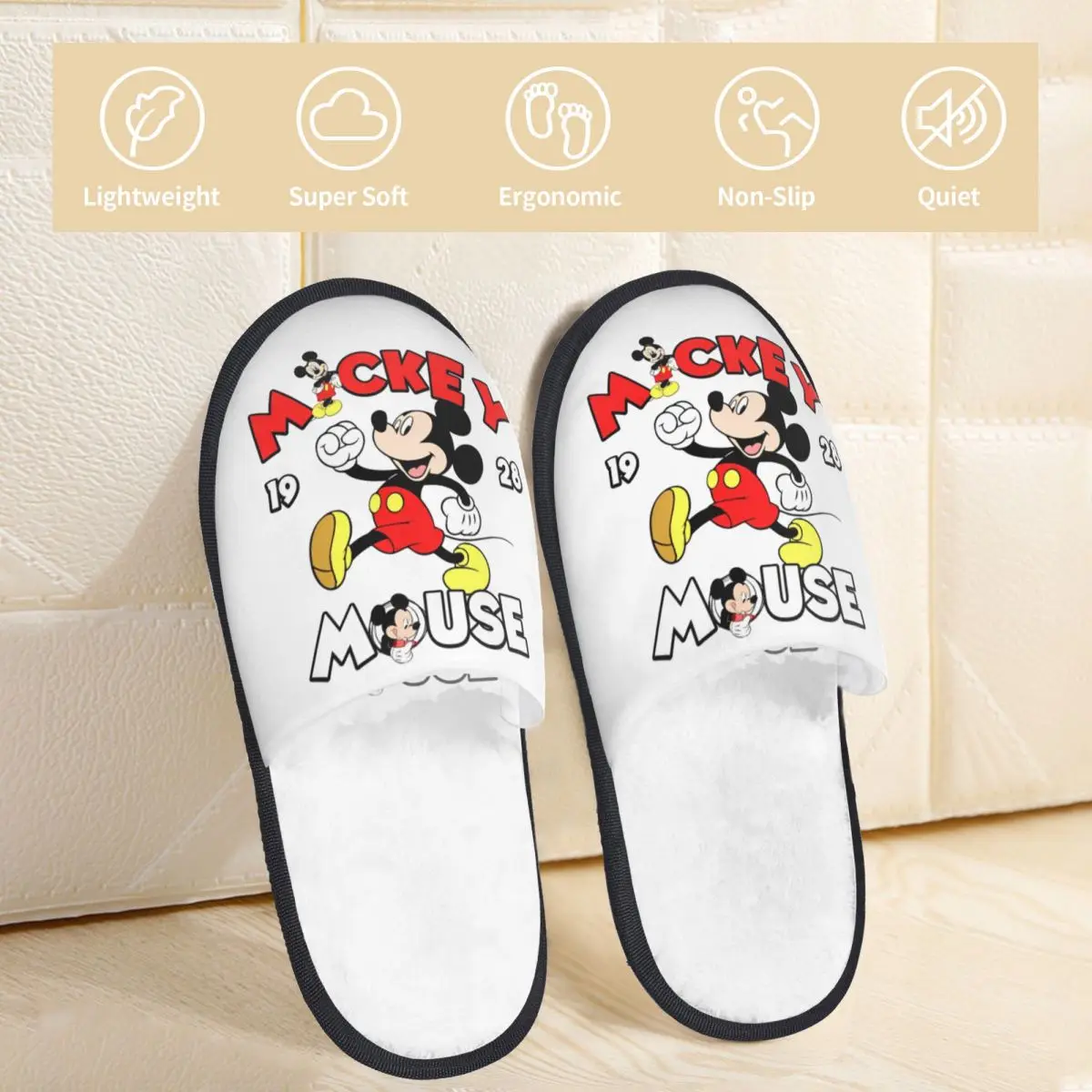 Disney Mickey Mouse Slippers for Women Men Home Shoes Plush SPA Slippers