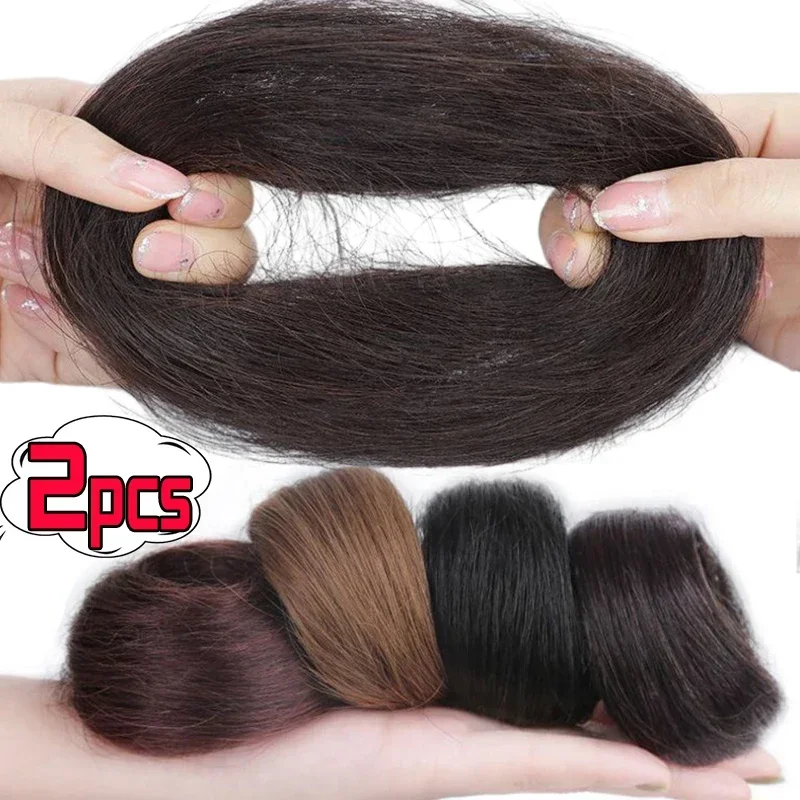 2pcs Fluffy Wig Loop Invisible Seamless Bun Natural Synthetic Hair Ring Fluffy Hair Decoration Women Girls Hair Tie Styling