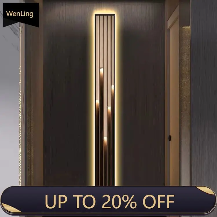 Modern Minimalist Entrance Hall Abstract Vertical Narrow Long Strip Light-Up Atmosphere Lamp Painting Living Room Wall Art