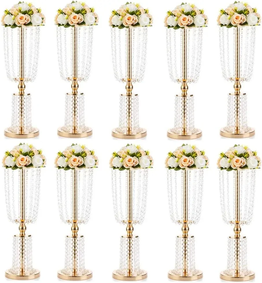 

12pcs Acrylic Crystal Wedding Road Lead Table Flower Stand Candlestick Centerpiece Event Party Wedding Decoration Supplies