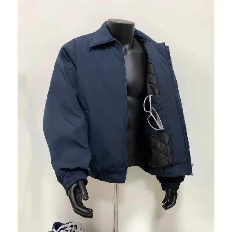 

American Sle Jaet Men's ort Collar Cotton Workwear Thiened Warm Faion Urban Sle Zipper Closure Casual Coat