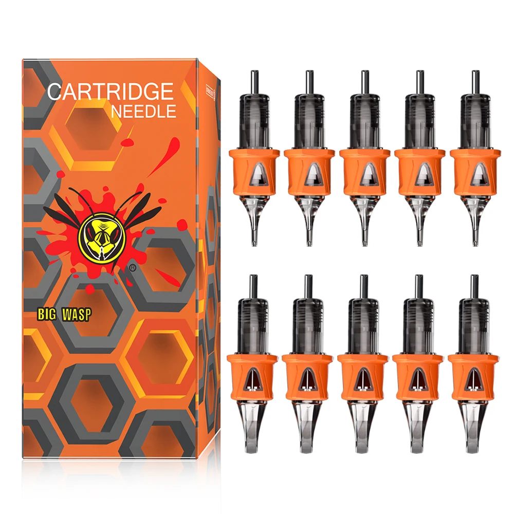 

BIGWASP 10Pcs/Box Tattoo Cartridge Needle Disposable Sterilized Permanent Makeup Cartridge Tattoo RL/RM/RS/M1 For Tattoo Machine