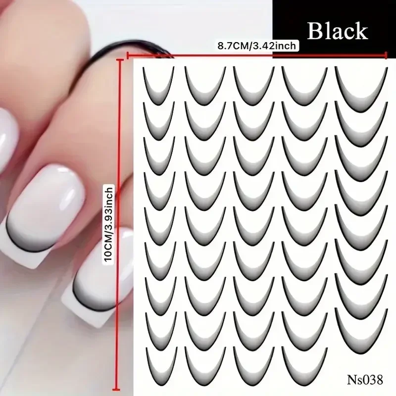 French Line Gradient Nail Sticker Self-Adhesive Plastic Strips with Glitter Art Decals Space-Themed Shimmery Finish for Nail DIY