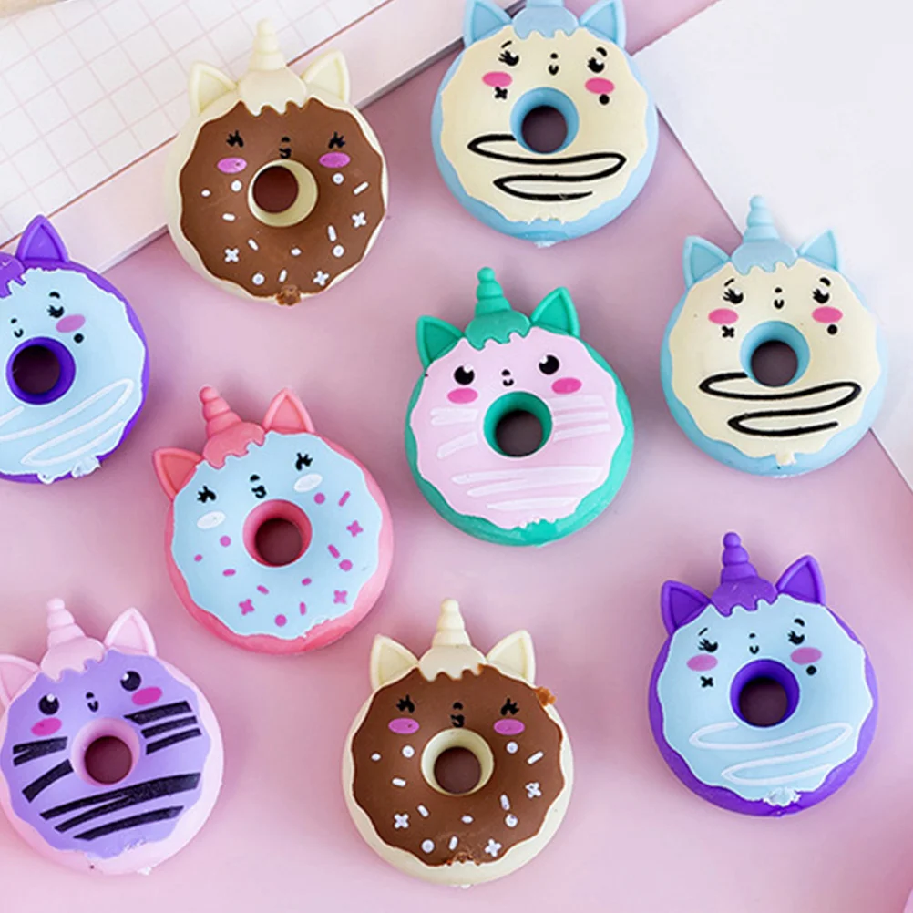 16 Pcs Erasers for Kids Cartoon Donut Modeling Stationery Children Writing Student