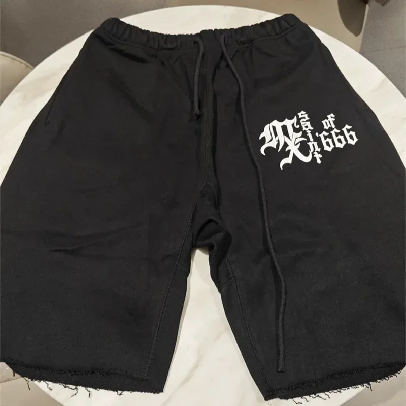 25ss Saint Michael Drawstring Shorts Men Women 1:1 Best Quality Oversized Blcak Casual Shorts