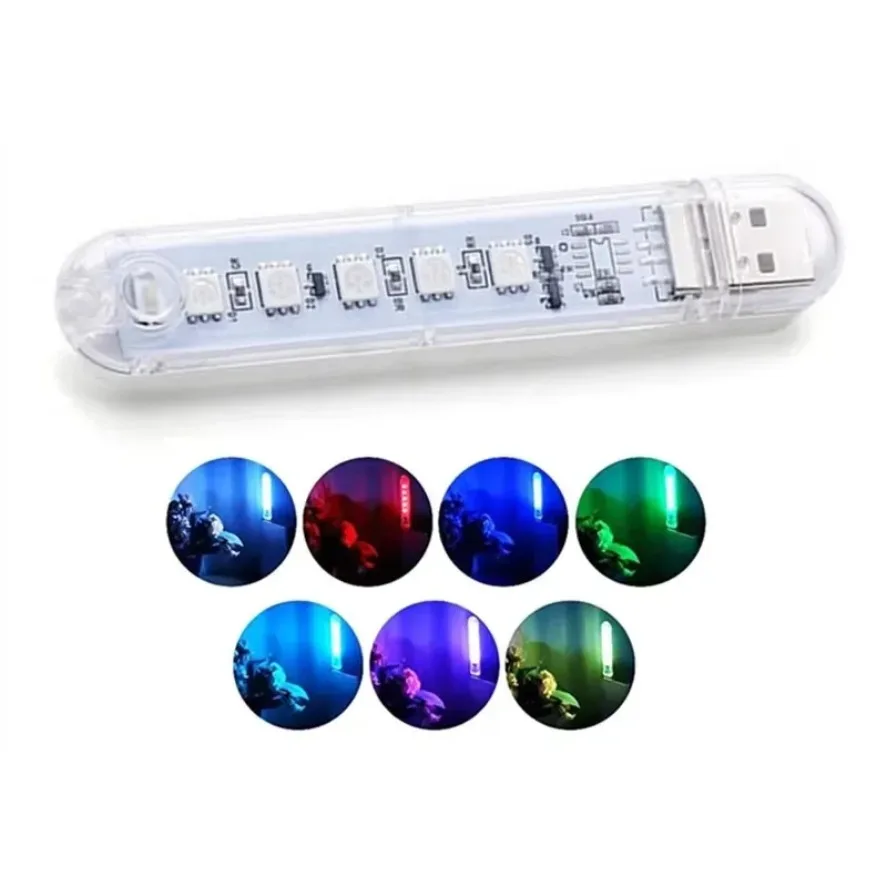 RGB USB LED Switch Night LightColorful Dimmable COB LED Computer Mobile Power Charging Book Lamps Eye Protection Reading Light