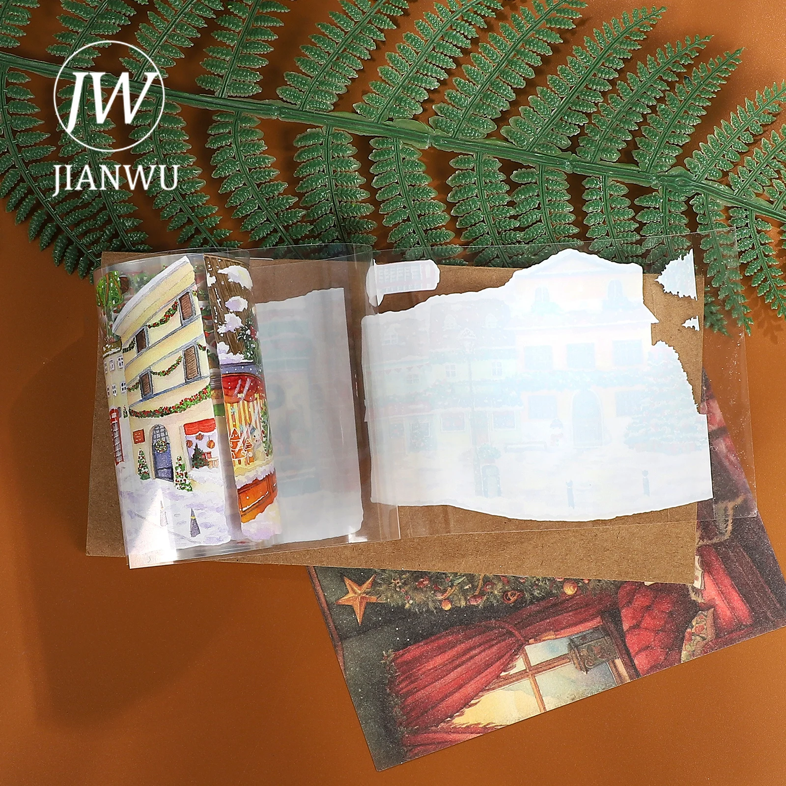 Jianwu 80mm * 5m vintage natal cidade festival paisagem material colagem scrapbooking pet fita criativa diy diário papelaria