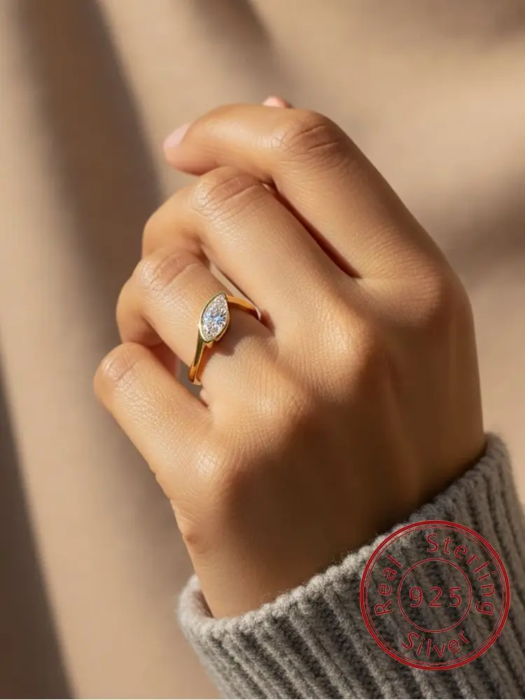 

Простое модное кольцо из стерлингового серебра 925 пробы с цирконом маркизы для женщин, помолвка, юбилей, свадьба, высокое качество, ювелирные изделия