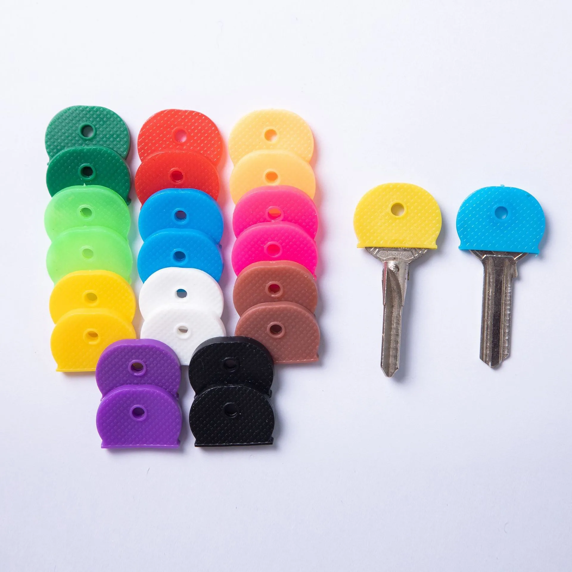 24/32 Peças Sortidas de Capas de Plástico para Chaves, Protetores Elásticos, Marcadores de Borracha para Cabeça de Chave, Identificadores para Chaveiros DIY e Fechaduras