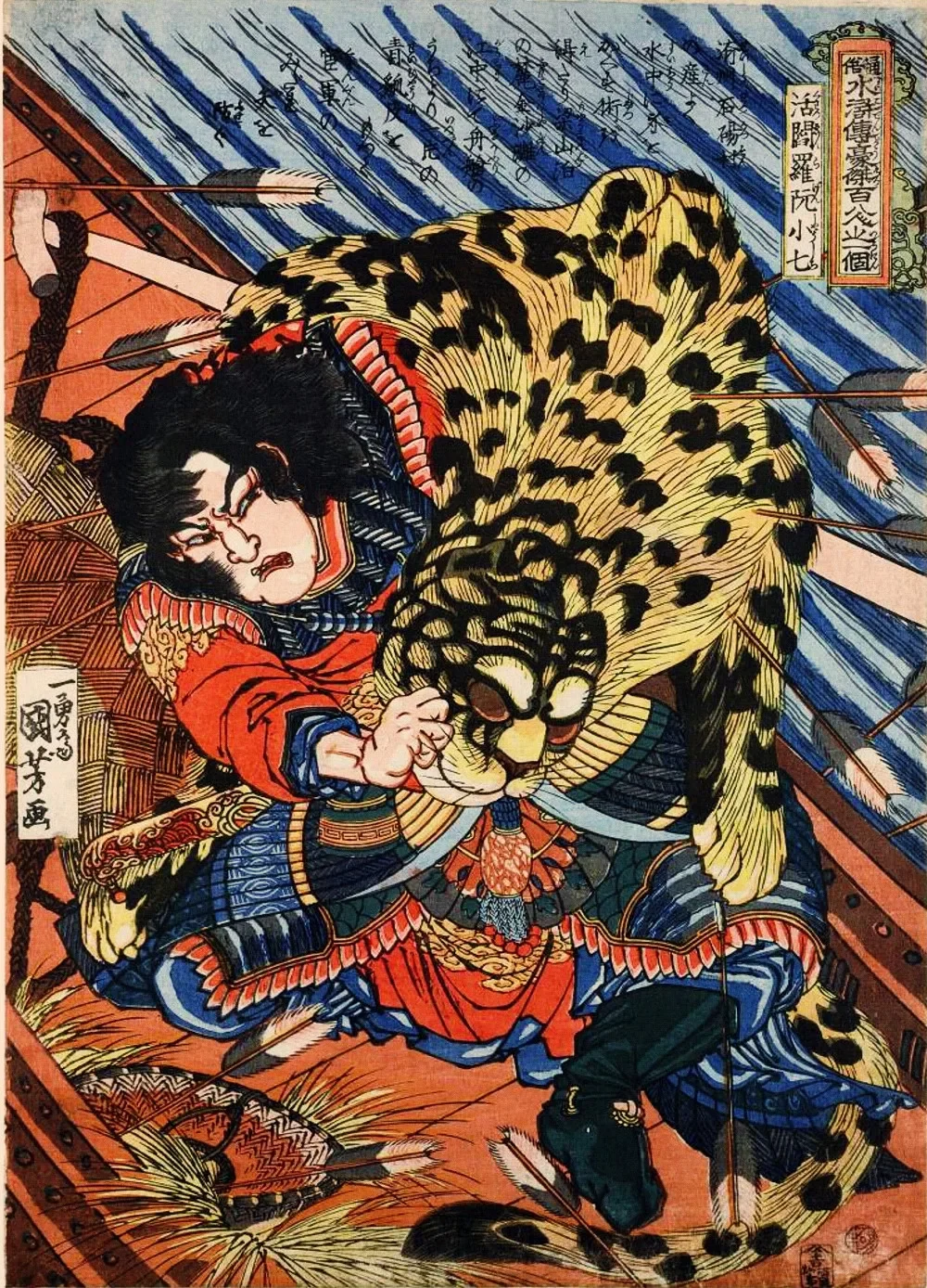 Vintage Matte Kraft Paper Print Painting Retro Antique Art Work Home Decor Water Margin Ukiyoe Samurai Tattoo Poster Wall Art D2