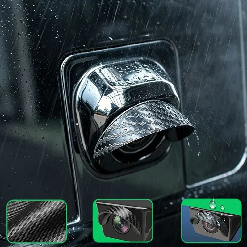 Car rearview camera with carbon fiber pattern rain cover, reverse camera with sunshade and rain cover protective shell