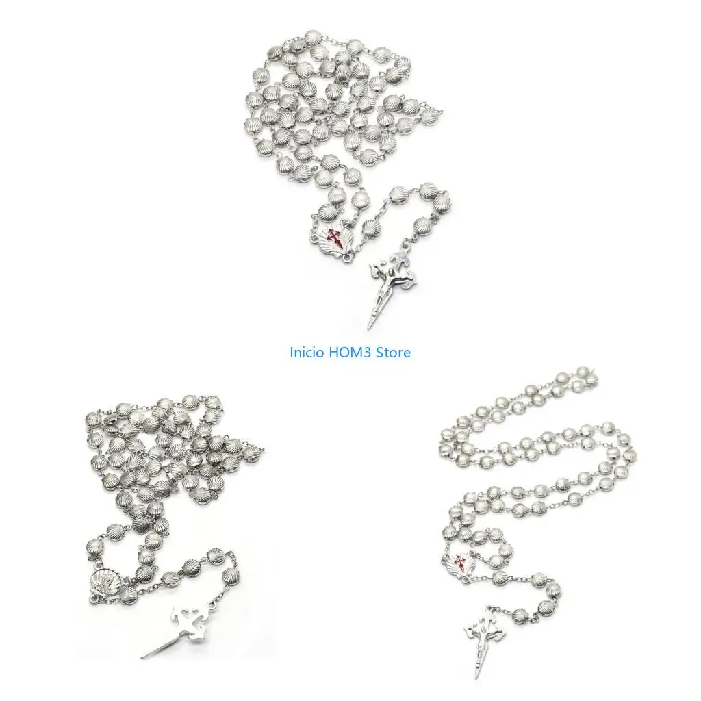 A5YD Necklace with Shells Beads Religious Jewelry for Faithful & Fashionable
