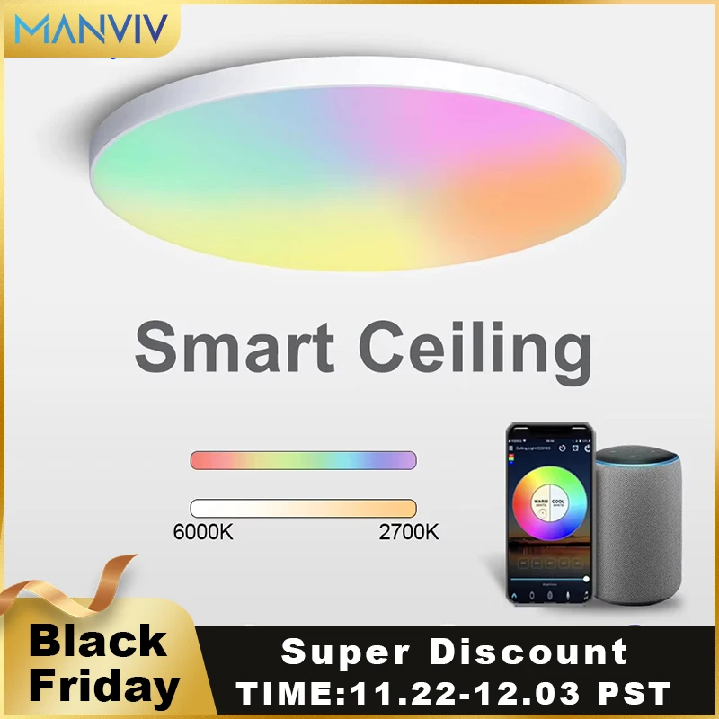 Smart Ceiling lamp RGBCW Ceiling Light Wifi APP Voice Control With Alexa Yandex 30W LED Lights For Livingroom decoration Bedroom