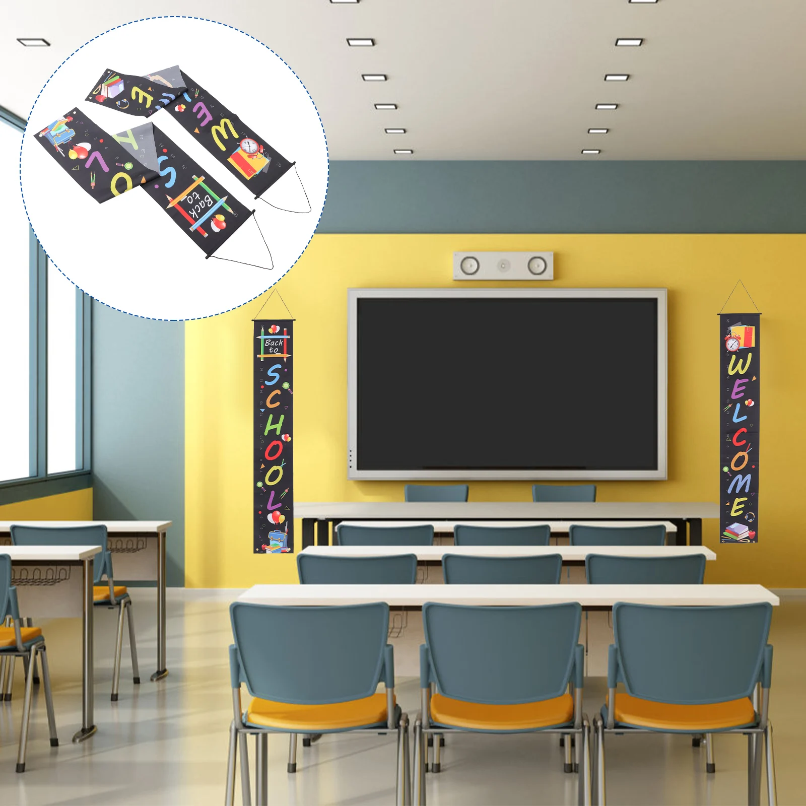 

High Quality Back to School Banner Oxford Cloth Bright Colors Party Decoration School Door Banner Teaching Supplies