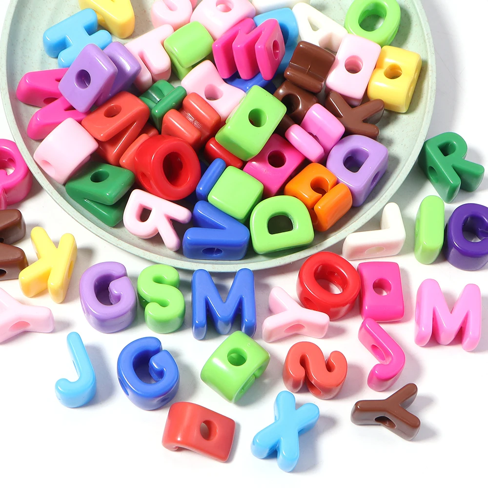 10pcs A-Z Letter Beads Acrylic Alphabet Beads Largr Size Loose Beads  For Jewelry Making DIY Keychain Phone Chain Accessories view 6
