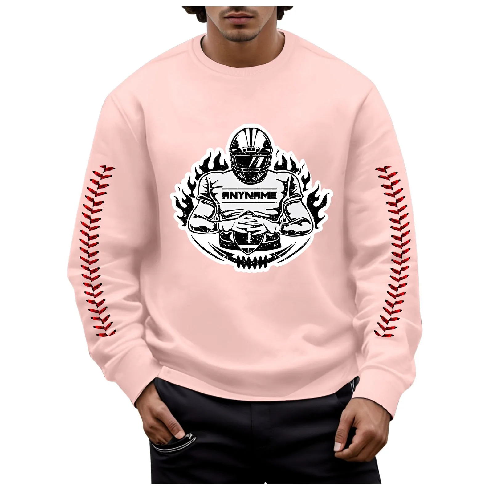 

Мужская осенне-зимняя модная толстовка с круглым вырезом и принтом для регби, теплое и удобное пальто, свитшот, повседневные топы, новинка 2024