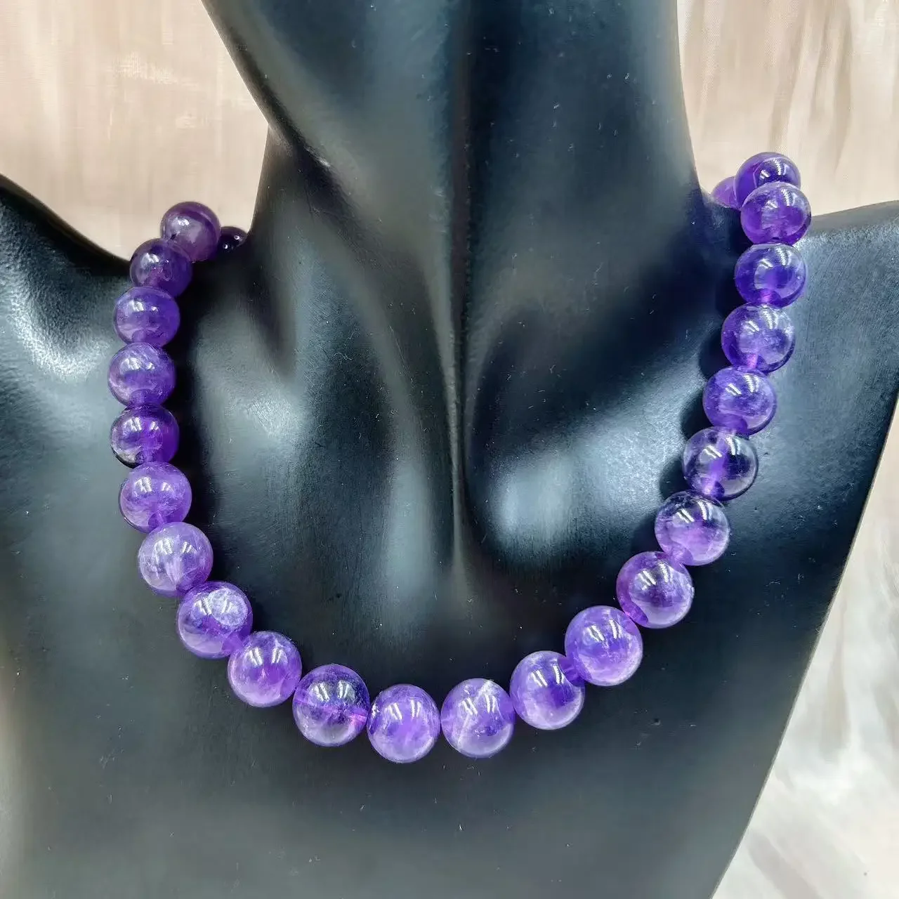 12mm Vintage Round Natural Gems Quartz Stone Purple Amethyst Crystal Beads Jewelry Necklace 17-20inch