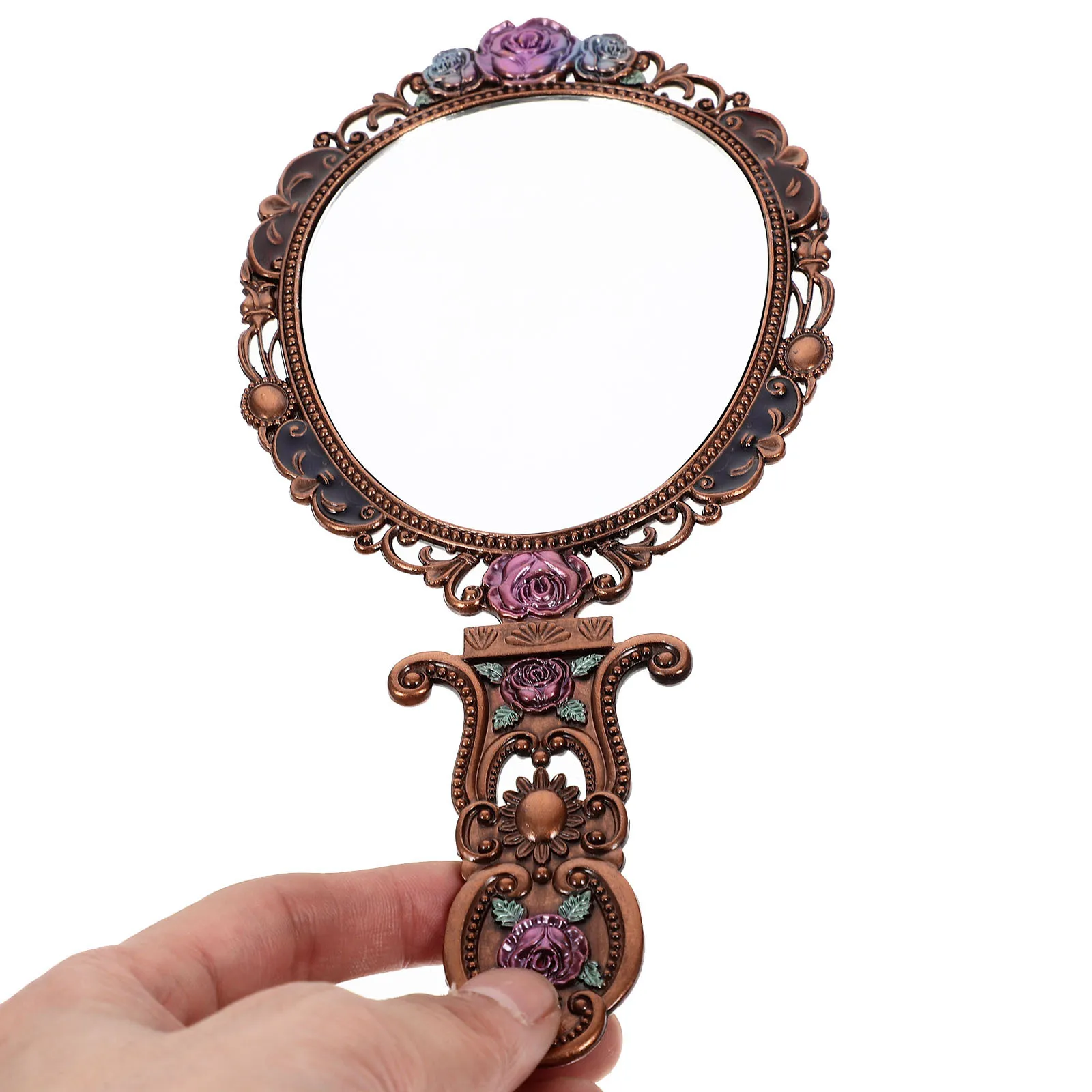 

Makeup Handheld Mirror Foldable Handle Vintage with Folding Small Travel Elegant