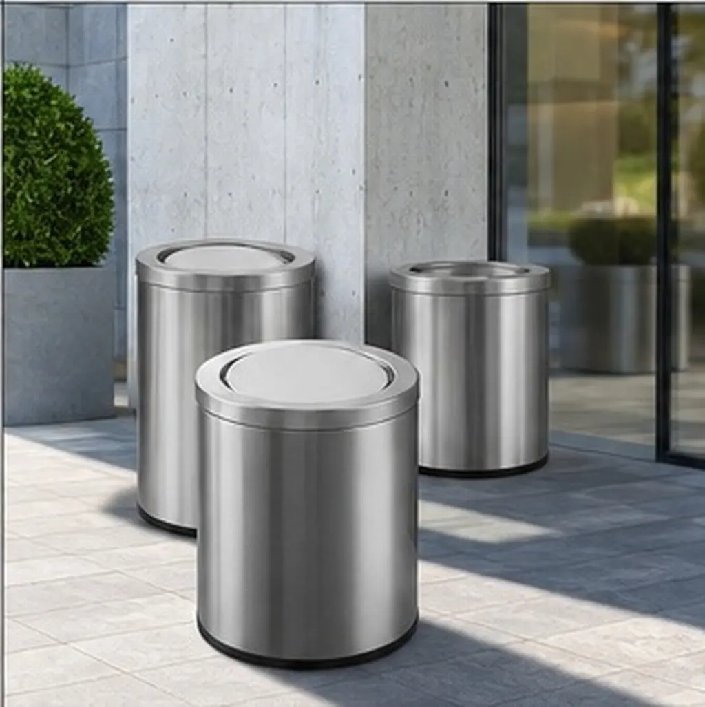 Stainless Steel Garbage Can Lid 30Cm Swing Style Flip Lid Rustproof Smooth Surface Easy Install Heavy Duty Trash Can Replacement