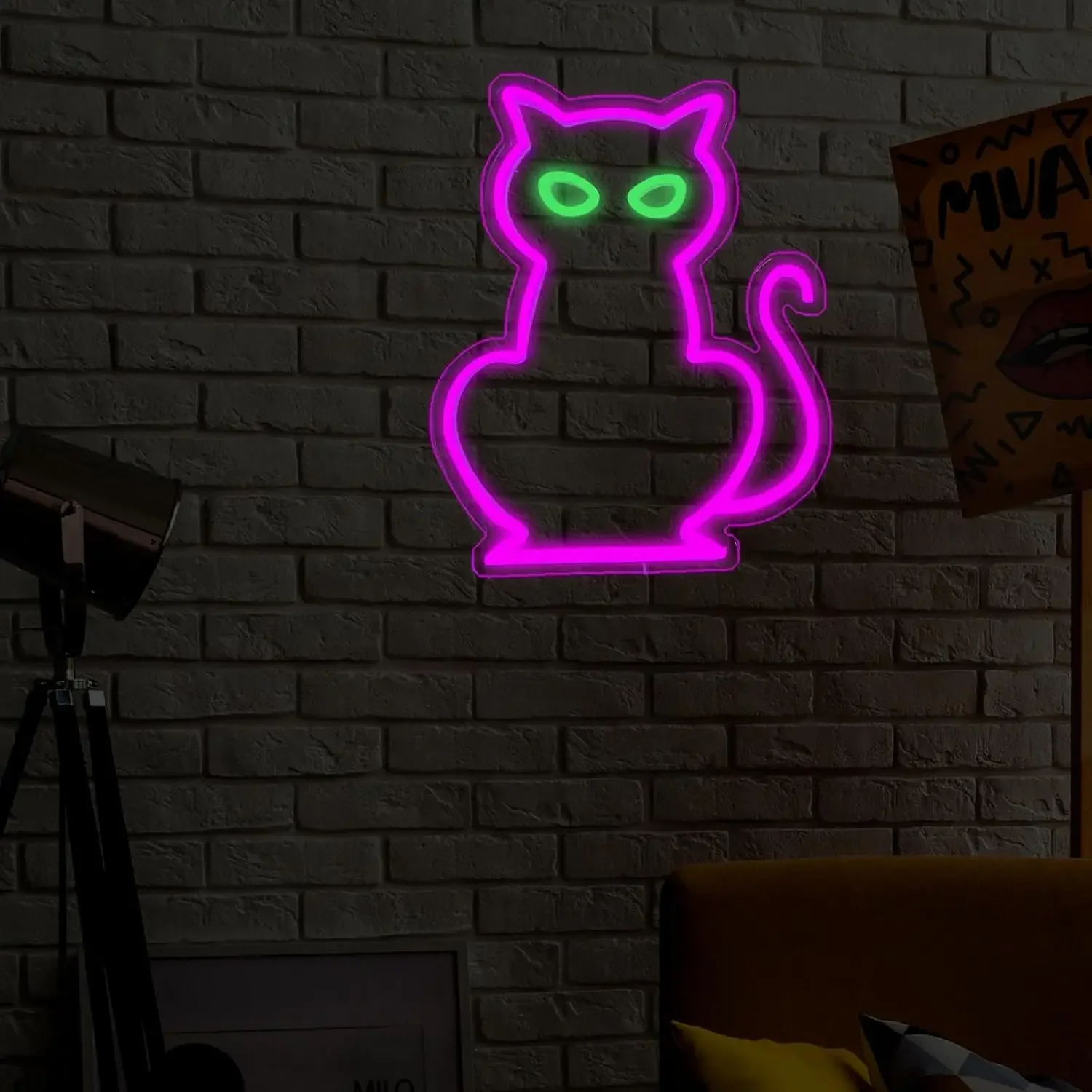 Cat Neon Signs for Wall Decor, Halloween Purple Cat LED Neon Light for Bar, Christmas, Wedding, Birthday Party, Halloween Decor