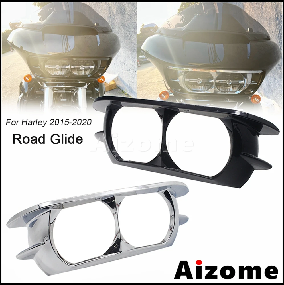 

ABS Motorcycle Headlamp Trim Bezel Touring Headlight Lamps Fairing Cover For Harley Road Glide FLTRU FLTRX FLTRXS FLTRXSE 15-20