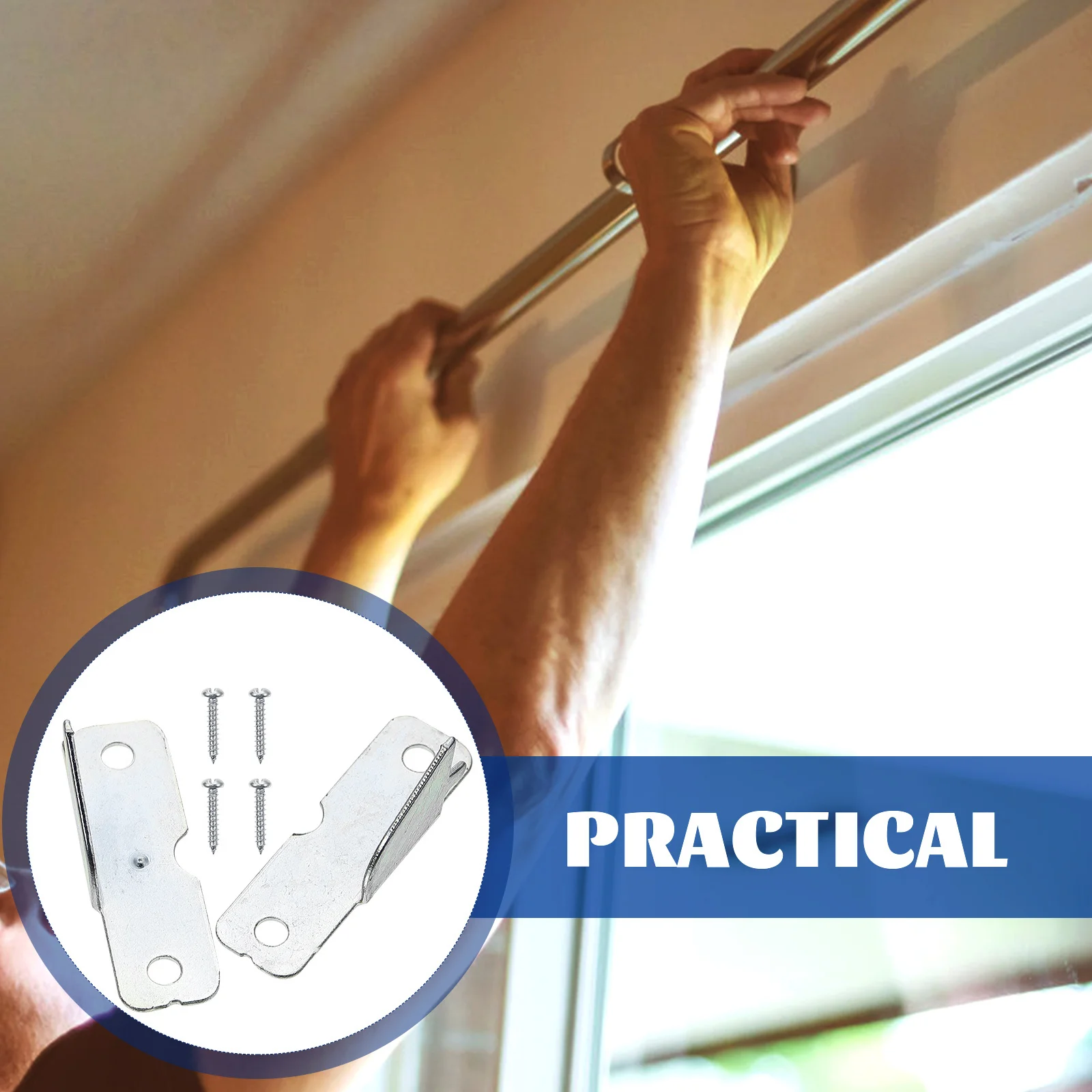 

2 set Curtain Rod Brackets Iron Single Wall Mounted Support For Home Office Bedroom Bathroom Kitchen Curtain Pole Holder