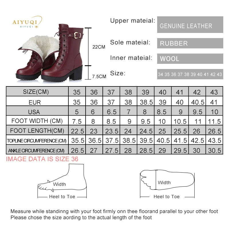 High-heeled Genuine Leather Women Winter Boots Thick Wool Warm Women Biker Boots High-quality Female Snow Boots K25