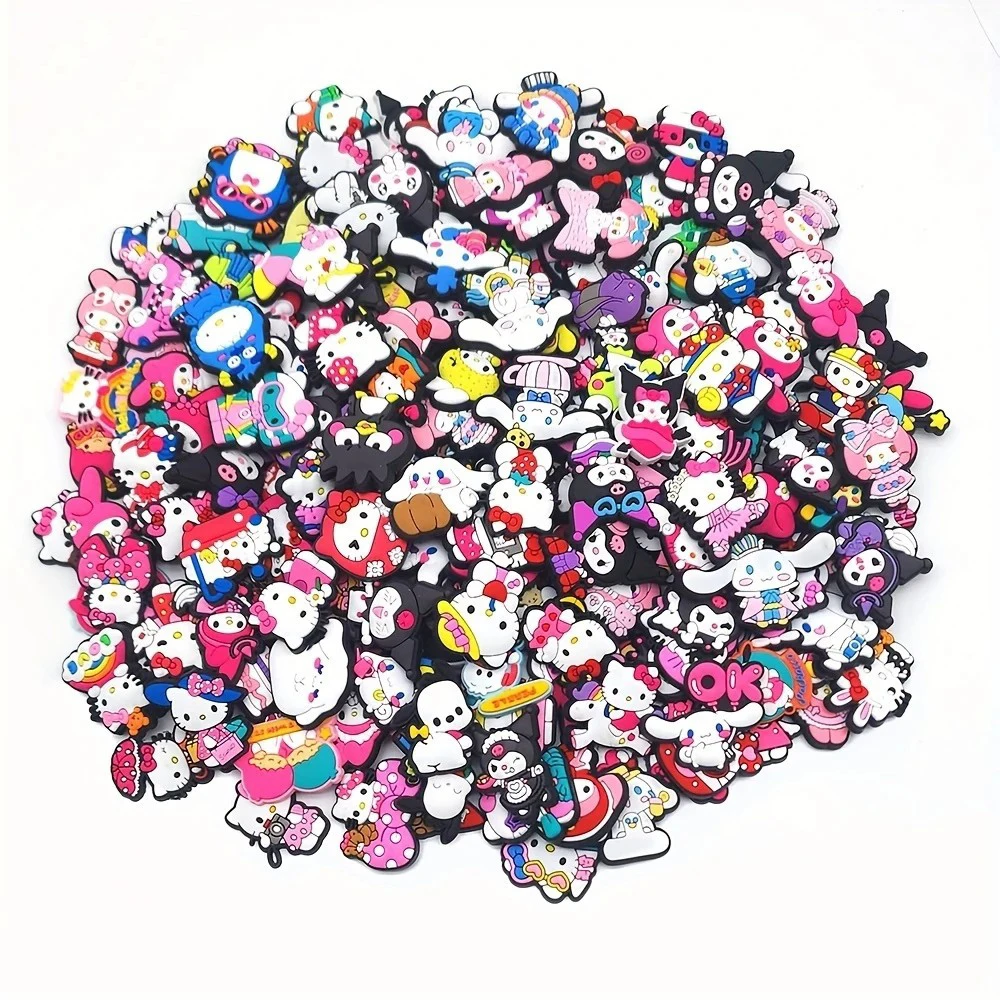 

Random 10-30Pcs MINISO Sanrio Series Shoe Charms For Sandals Premium Quality PVC DIY Shoe Decorations Accessories Christmas Gift