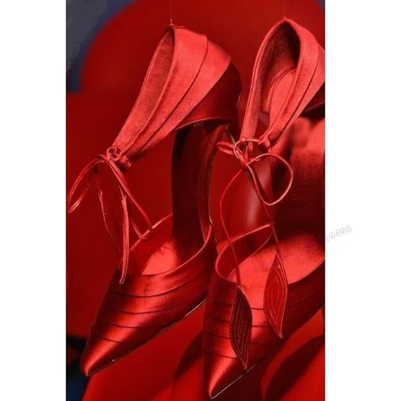 الأخضر الساتان حزام الظهر مضخات الصليب تعادل أشار تو أحذية للنساء غطاء كعب رقيقة عالية الكعب أحذية 2023 Zapatos Para Mujere