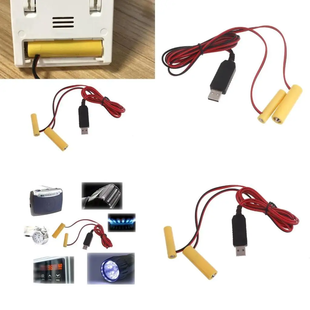 

R53C USB to 1.5V LR6 AA+LR3 AAA Battery Eliminators Dummy Battery Power Cable