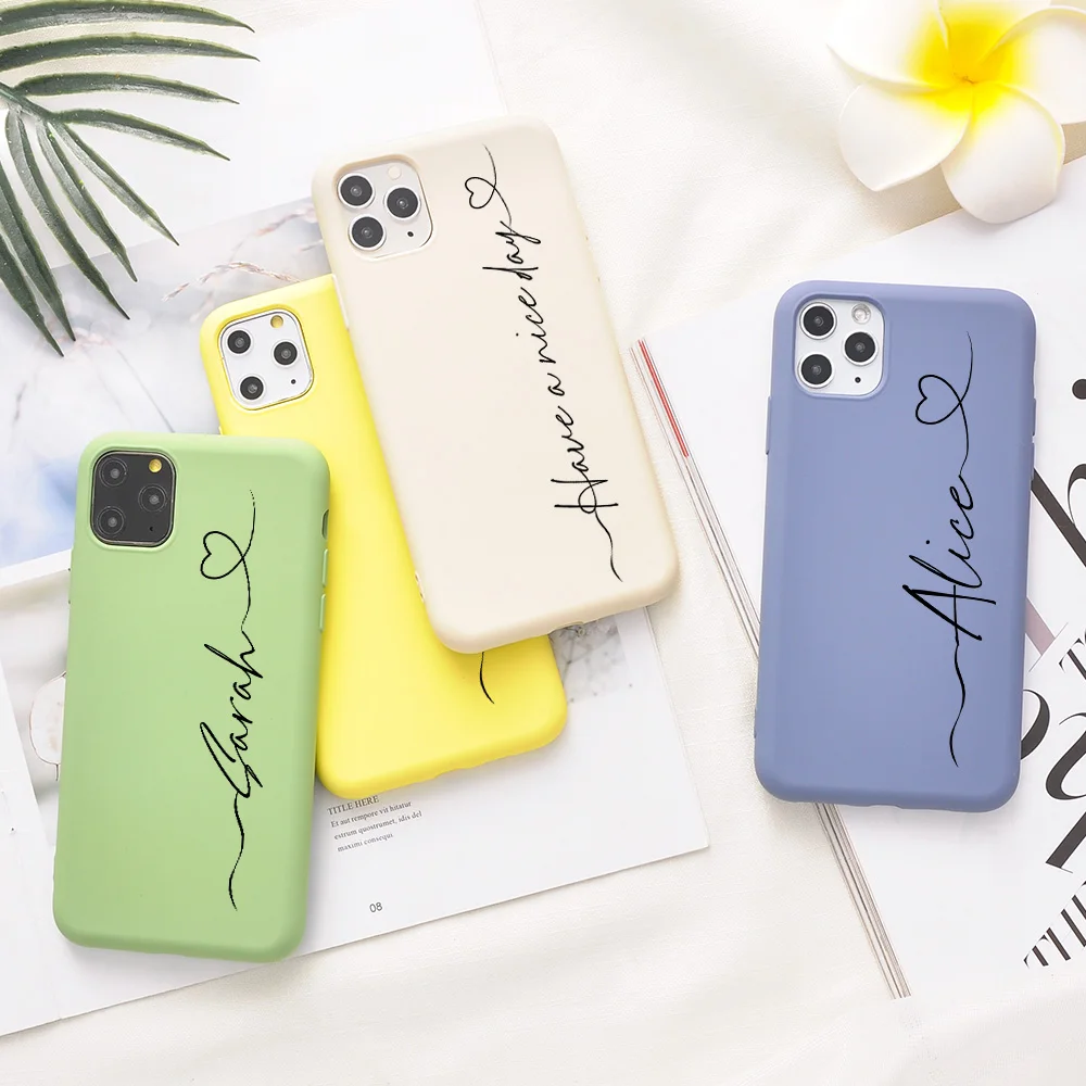 

Custom Name for iPhone 14 Pro Max Case DIY Letters Cover Girls Silicone for iPhone 11 Pro Max 13 12 Mini Funda X XS XR 7 8 Plus