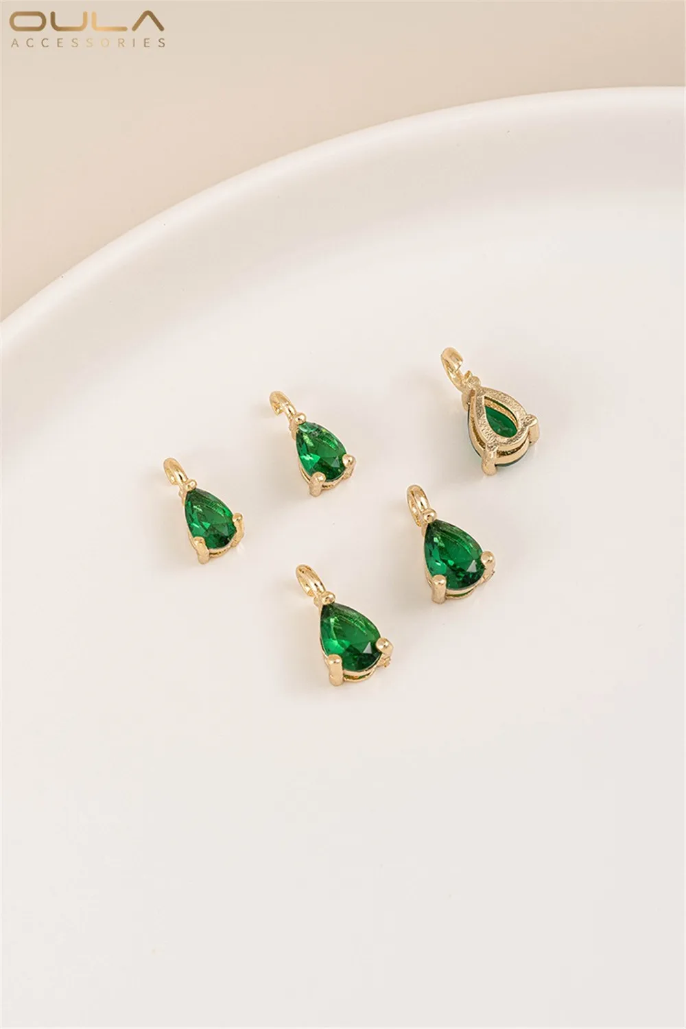 

1PCS 14K Gold-plated Teardrop-shaped Zircon Pendant, Open Ring, Diy Handmade Bracelet, Earring, Small Pendant