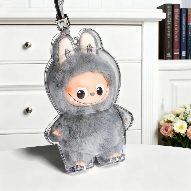 

for Labubu 4.0 Mini Case, The Monsters PIN OF LOVE Transparent Hard Cover, Dustproof Display Protector with Carry Strap