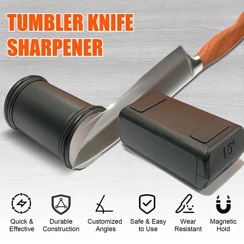 

Tumbler Rolling Knife Sharpener Detachable Knife Sharpening for Kitchen 15 and 20 Degrees Magnetic Knife Sharpening Support