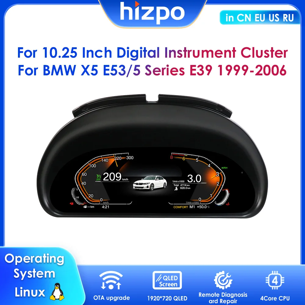 

10.25" Digital Instrument Cluster LCD Screen For BMW X5 E53 /5 Series E39 1999 -2006 Virtual Cockpit Speedometer Car Dashboard