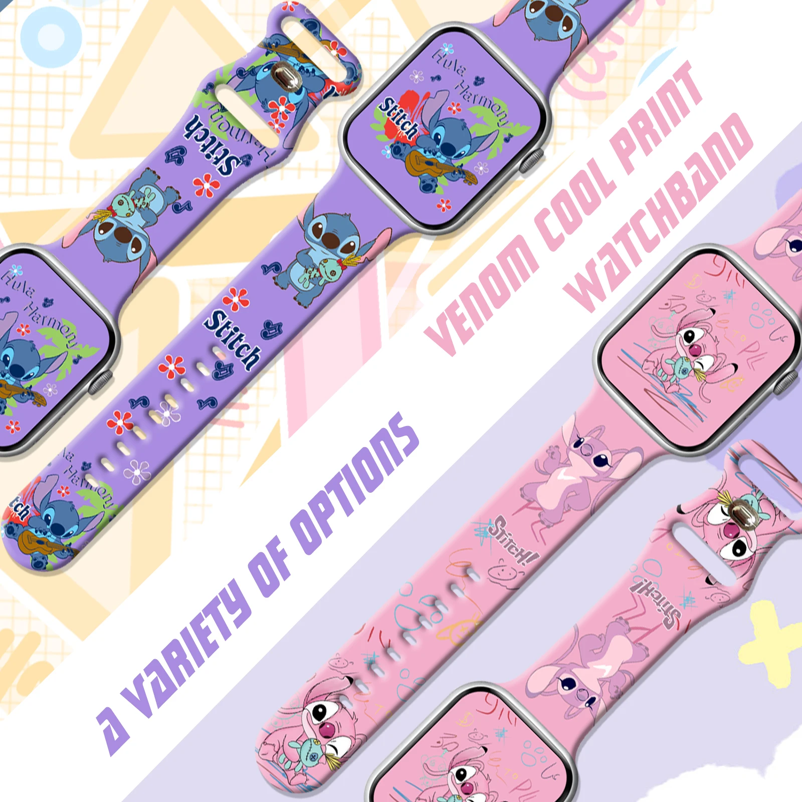 

Disney Print Strap for iWatch 11 10 9 8 Silicone Band Replaceable Bracelet for Apple Watch 46mm 44mm 42mm 41mm 38mm Watchband